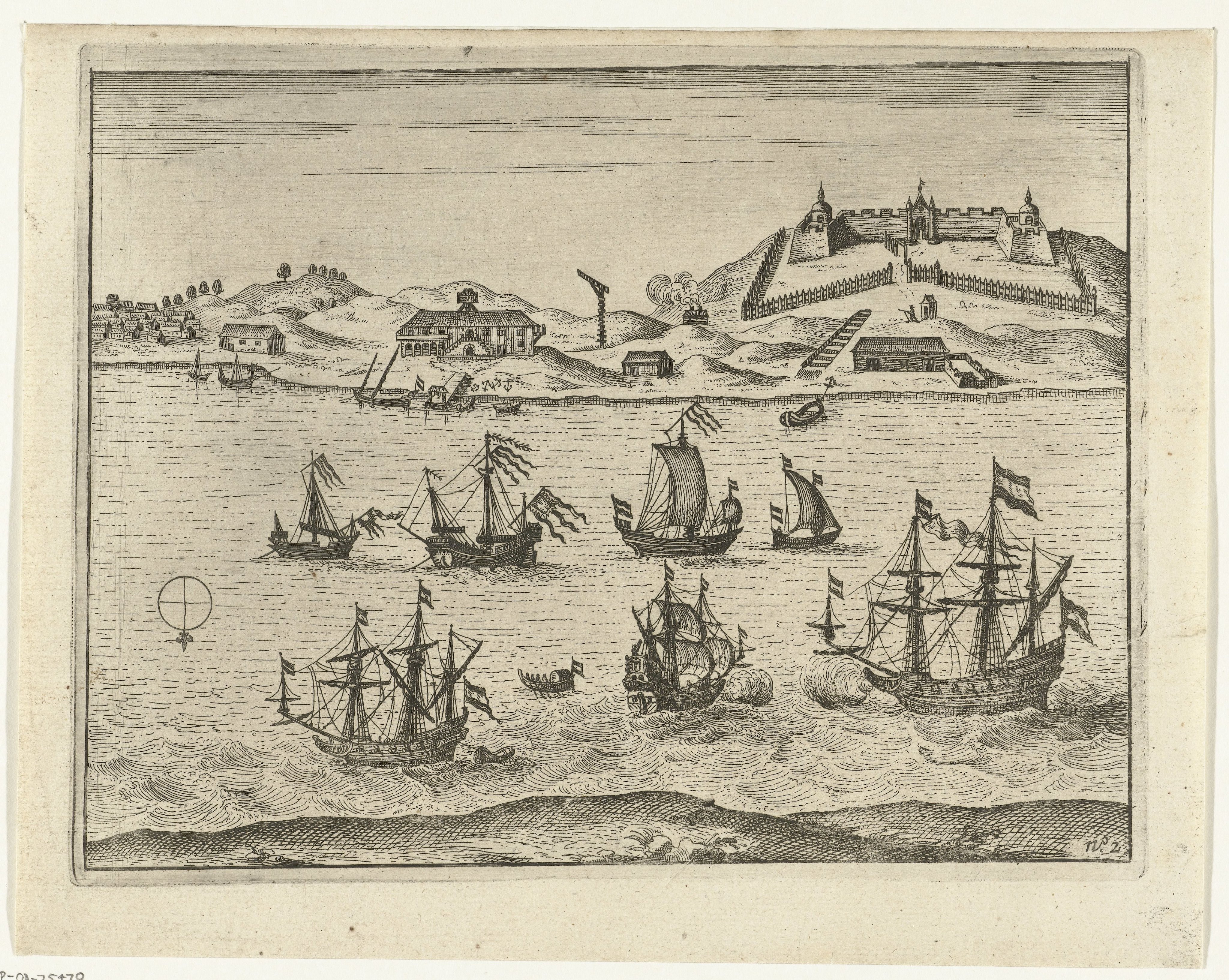 Gezicht op Fort Zeelandia op Taiwan, 1632, Rijksmuseum, Amsterdam, RP-P-OB-75.470