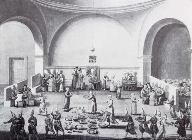 5. De ontvangst van de Poolse ambassadeurs aan het Ottomaanse hof aan het Topkapi Saray 1677. Pierre Paul Sevin (Franse school). Miniatuur. Nationaal Museum Krakau