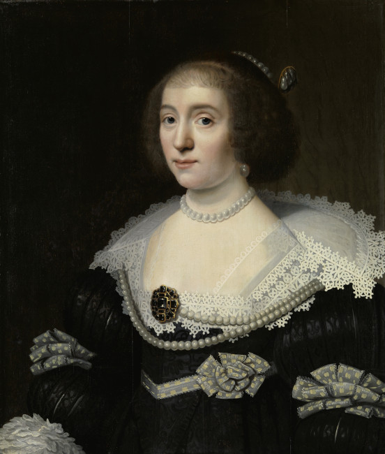 Portret van Amalia van Solms, door Michiel Jansz. Van Mierevelt en Wybrand de Geest, 1632, olieverf op doek, 66 x 55,8 cm., Rijksmuseum, SK-A-572