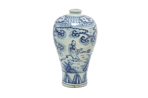 Meiping vaas met decor van figuren in landschap, Ming-dynastie, keizer Tianshun periode (1457-1464), Jingdezhen, China, porselein, Keramiekmuseum Princessehof (bruikleen Ottema-Kingma Stichting), NO 00027